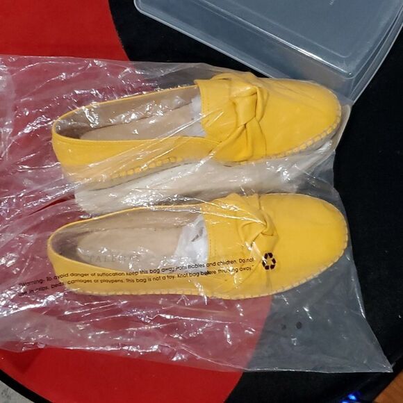 New Talbots Soft Nappa Leather Izzy Knot Detail Espadrilles in Yellow Size 8.5 - Picture 15 of 15